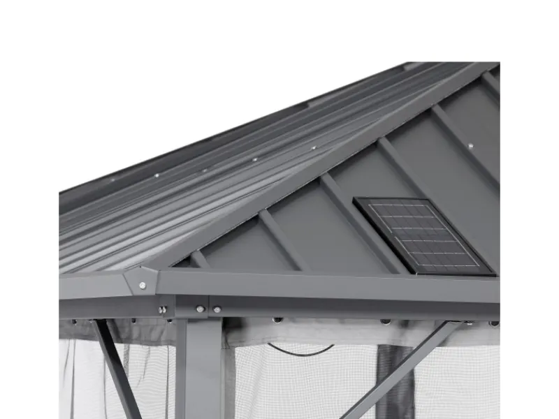 Home Deluxe Pavillon Azur 270 cm x 270 cm x 200 cm Solar-LED-Beleuchtung