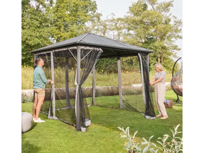 Home Deluxe Pavillon Azur 270 cm x 270 cm x 200 cm Solar-LED-Beleuchtung