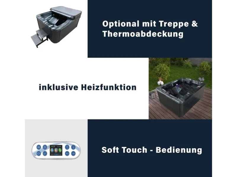 Online Home Deluxe Whirlpool Black Marble für 3 Personen 210 x 160 x 85 cm