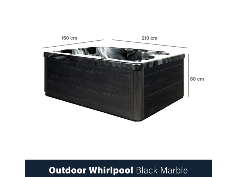 Online Home Deluxe Whirlpool Black Marble für 3 Personen 210 x 160 x 85 cm