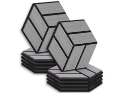 Homestyle4u Akustikpaneele 30 x 26 cm 10 Stück Hexagon Wandpaneele Holz