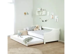 Homestyle4u Ausziehbett 90 x 200 cm Weiß 1420