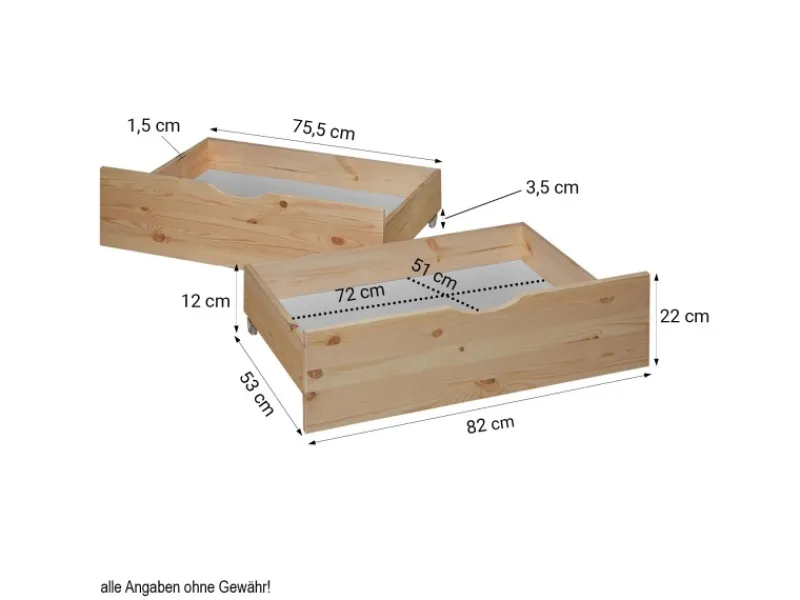 Homestyle4u Bettkasten 2er Set in Braun 82x22 53 cm 2195