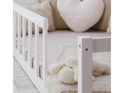 Homestyle4u Bodenbett 90x200 in Weiß mit Lattenrost 2523