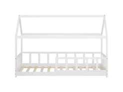 Homestyle4u Bodenbett 90x200 mit Lattenrost in Weiß 2385