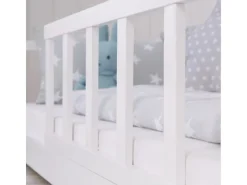 Homestyle4u Bodenbett 90x200 mit Lattenrost in Weiß 2385