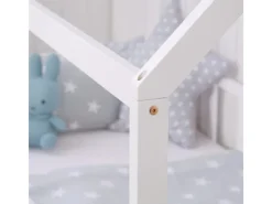 Homestyle4u Bodenbett 90x200 mit Lattenrost in Weiß 2385