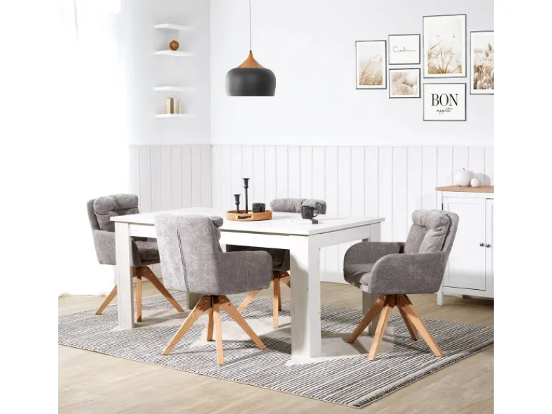 Online Homestyle4u 6er Set Polsterstühle Drehbar in Grau 2853