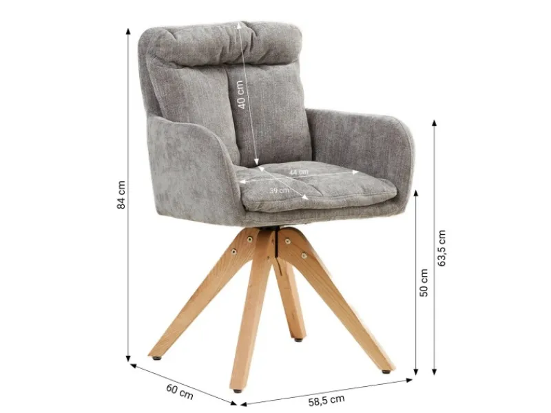 Online Homestyle4u 6er Set Polsterstühle Drehbar in Grau 2853