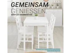 Sale Homestyle4u Essgruppe aus Kiefernholz mit 4 Stühlen in 3061 Weiß