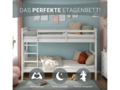 Homestyle4u Etagenbett für Kinder Hochbett Weiß 90x200 cm 2882