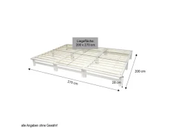 Homestyle4u Familienbett XXL 270x200 cm in mit Lattenrost 2050