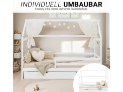 Homestyle4u Hausbett 90x200 mit Bettkasten in Weiß 2522