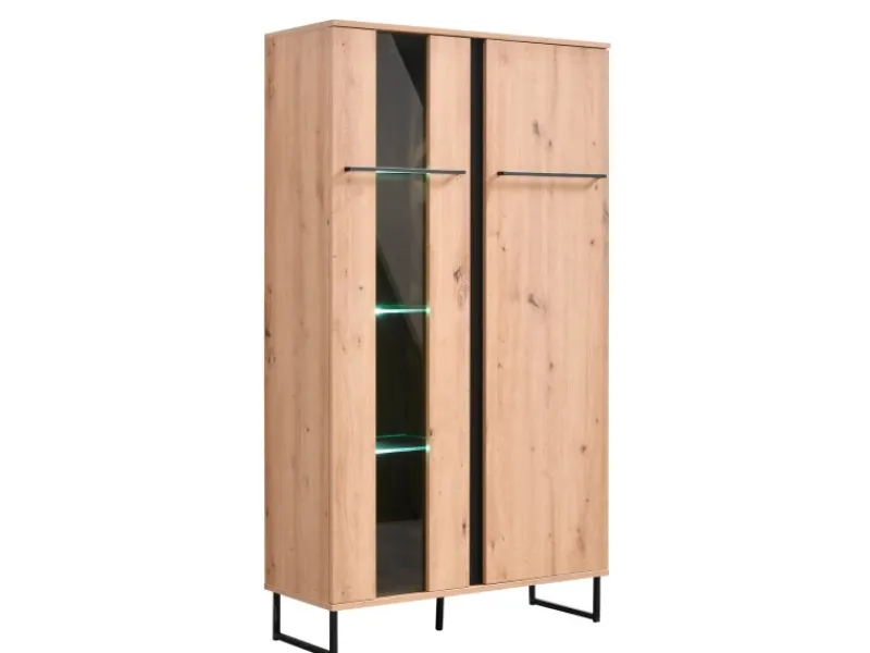 Homestyle4u Highboard Vitrine Schrank mit Fächer Kommode Wohnzimmerschrank