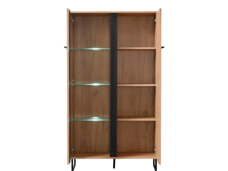 Homestyle4u Highboard Vitrine Schrank mit Fächer Kommode Wohnzimmerschrank