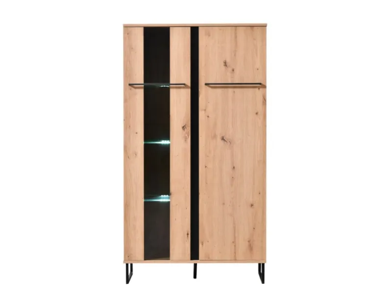 Homestyle4u Highboard Vitrine Schrank mit Fächer Kommode Wohnzimmerschrank