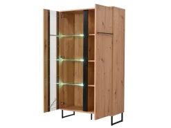 Homestyle4u Highboard Vitrine Schrank mit Fächer Kommode Wohnzimmerschrank