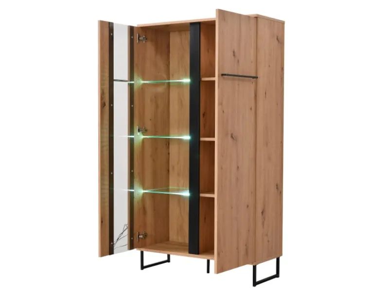 Homestyle4u Highboard Vitrine Schrank mit Fächer Kommode Wohnzimmerschrank