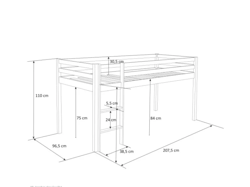 Homestyle4u Hochbett 90x200 in 1861