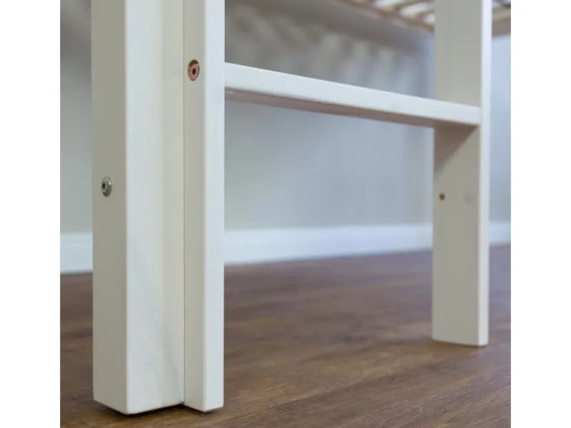 Homestyle4u Hochbett 90x200 mit Vorhang Lattenrost Matratze Rutsche in Weiß Pirat 2546