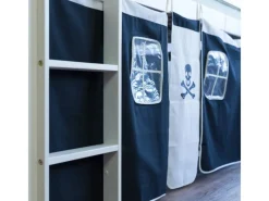 Clearance Homestyle4u Hochbett 90x200 Weiß Vorhang Pirat 1534 Schwarz