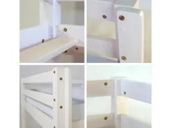 Best Homestyle4u Hochbett 90x200 Weiß mit Rutsche Vorhang 1575 Rosa