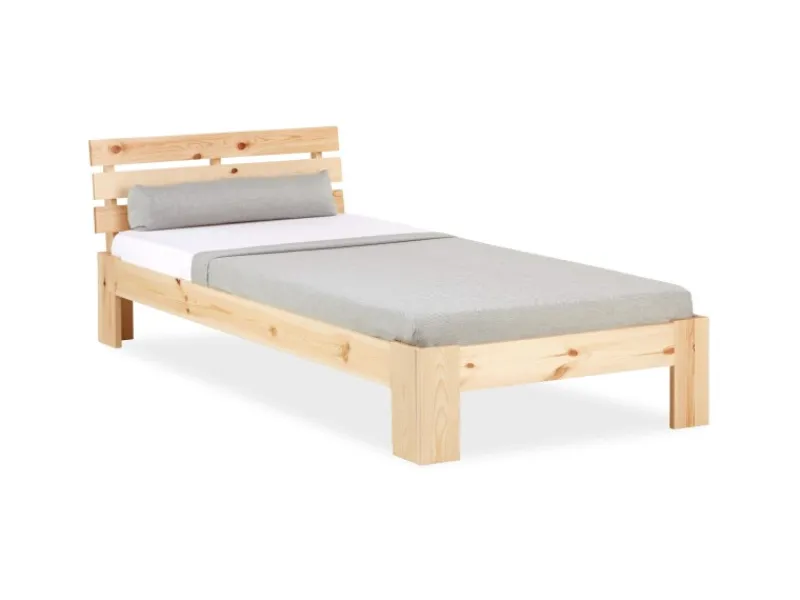 Homestyle4u Holzbett 90 x 200 cm mit Lattenrost in Braun 2191