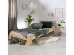 Homestyle4u Holzbett 90 x 200 cm mit Lattenrost in Braun 2191