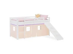 Outlet Homestyle4u Kinder Hochbett 90x200 Rutsche Lila Peach Kinderbett Weiß 2950