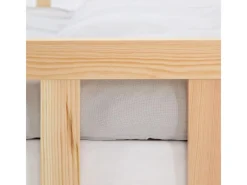 Homestyle4u Kinderbett Natur mit Rausfallschutz 120x200 cm Bodenbett Lattenrost 2839