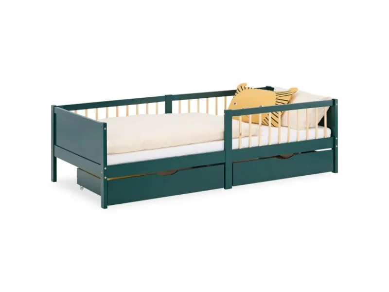 Homestyle4u Kinderbett 90x200 Holzbett mit Rausfallschutz 2912