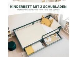 Homestyle4u Kinderbett 90x200 Holzbett mit Rausfallschutz 2912