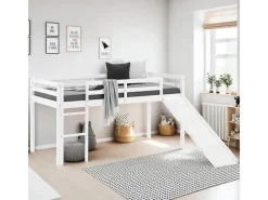Discount Homestyle4u Kinderbett 90x200 mit Lattenrost und Rutsche in 2254 Weiß