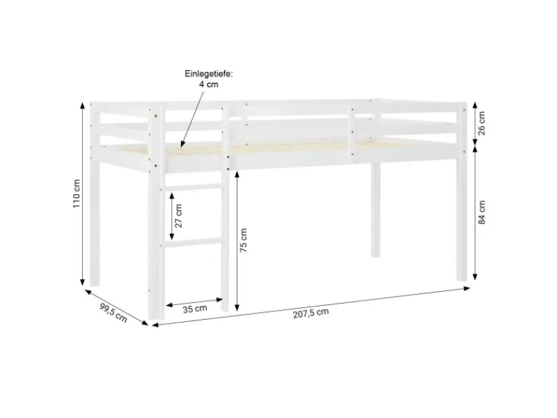 Online Homestyle4u Kinderbett 90x200 mit Lattenrost in 2252 Weiß