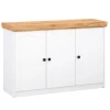 Homestyle4u Kommode Sideboard Eiche Matt Weiß Holz Massiv Schrank 134 cm