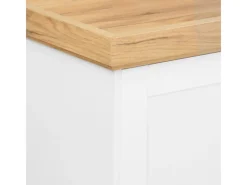 Homestyle4u Kommode Sideboard Eiche Matt Weiß Holz Massiv Schrank 134 cm