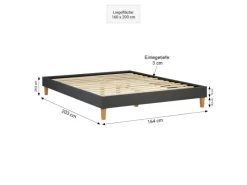 New Homestyle4u Polsterbett mit Lattenrost 160x200 cm in Grau 1982