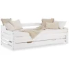 Homestyle4u Tagesbett Ausziehbett 90x200 cm mit Bettkasten Weiß mit Lattenrost 2799
