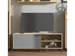 New Homestyle4u Wohnwand TV Board Holz TV-Schrank Sideboard Grau Natur