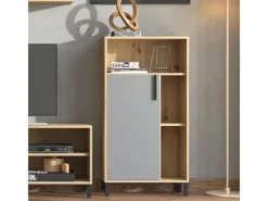 New Homestyle4u Wohnwand TV Board Holz TV-Schrank Sideboard Grau Natur