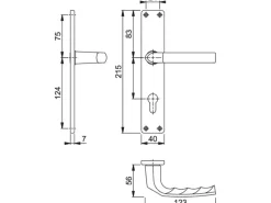 Hoppe Langschild-Türgriff-Garnitur Birmingham Aluminium Silber für Innentüren