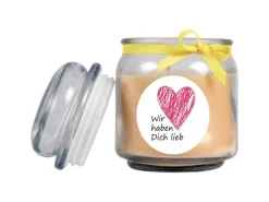 Sale HS Candle Duftkerze & Bonbon Glas Herzen Gelb Vanille