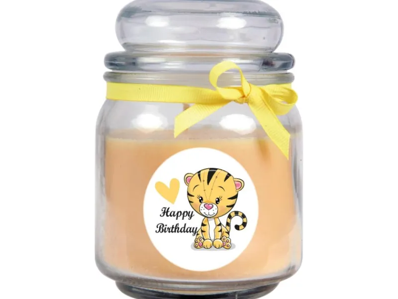 Online HS Candle Duftkerze & Bonbon Glas Geburtstag Vanille Gelb