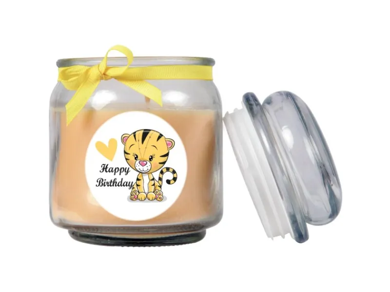 Online HS Candle Duftkerze & Bonbon Glas Geburtstag Vanille Gelb