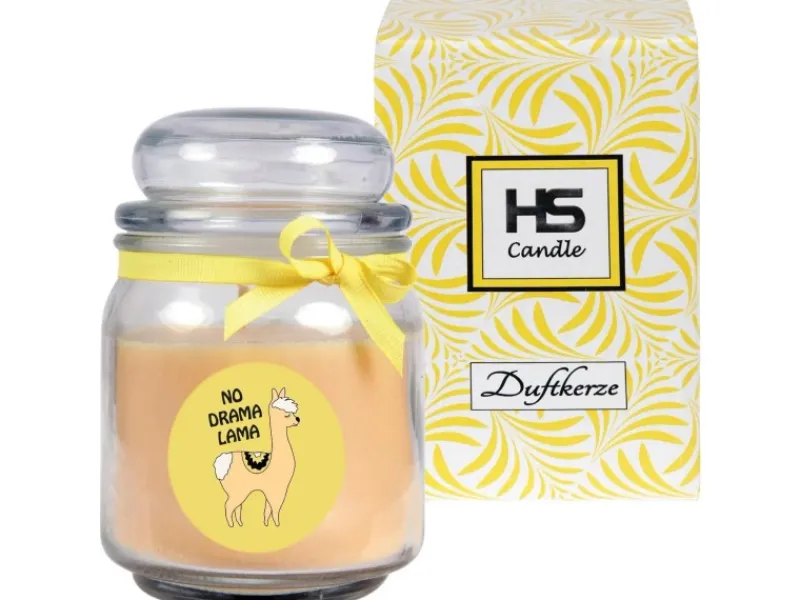 Hot HS Candle Duftkerze & Bonbon Glas Comic Gelb Vanille