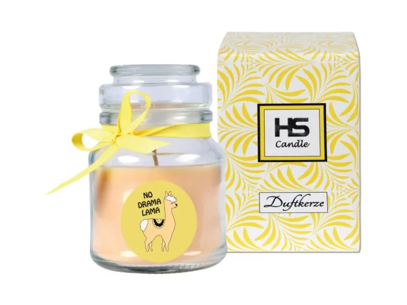 Online HS Candle Duftkerze & Bonbon Glas Comic Vanille Gelb