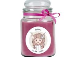 HS Candle Duftkerze & Glas Sternzeichen Lavendel 110 Stunden Stier
