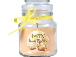 Sale HS Candle Duftkerze & Glas Neujahr Creme Bonbon 30h