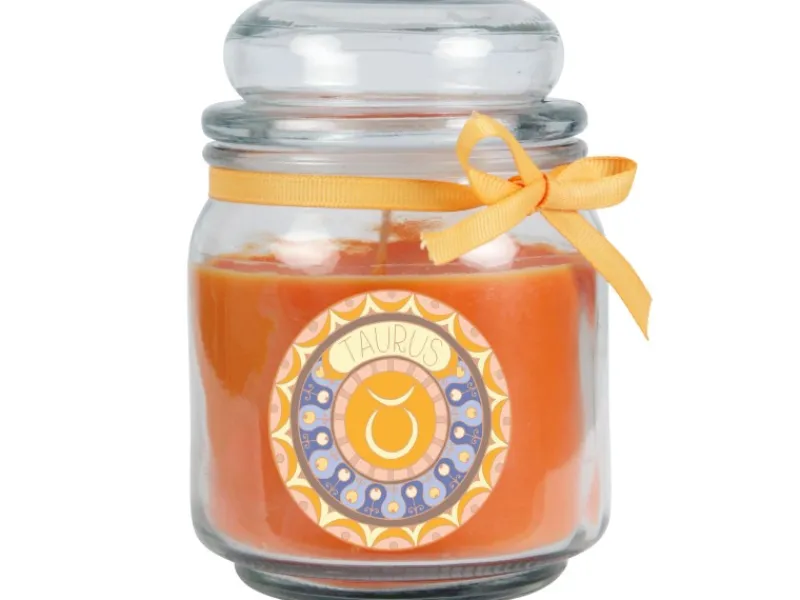 HS Candle Duftkerze & Glas Sternzeichen Honigmelone 70 Stunden Stier