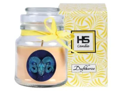 HS Candle Duftkerze & Glas Sternzeichen Vanille 30 Stunden Widder